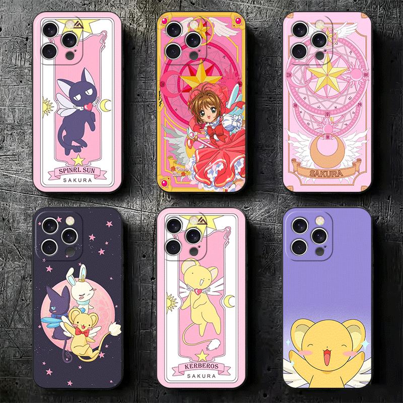 Чехол для телефона Cardcaptor Sakura, милая девушка, мягкий, для iPhone 16 16E 17 Air 15 Pro Max 14 Plus 13 Mini 11 12 7, черная задняя крышка