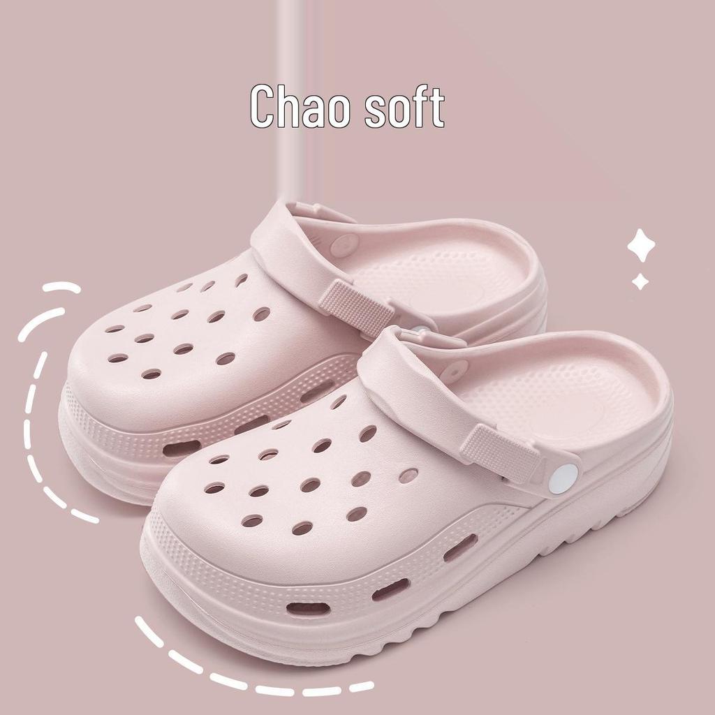 Женские черные нескользящие пляжные клоги на толстой подошве 2025 года для комфортной летней носки