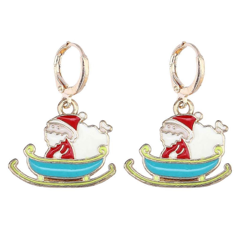 1 Pair Christmas Santa Sleigh Ear Jewelries Alloy Silver Ear Rings