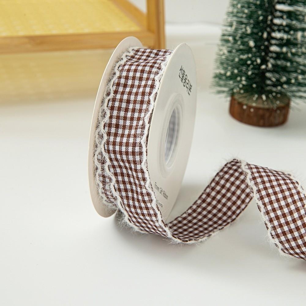 1cm Width Gingham Plaid Ribbon 2.5cm Width Fabric Binding Tape Wavy Edge Ribbon For Gift Box