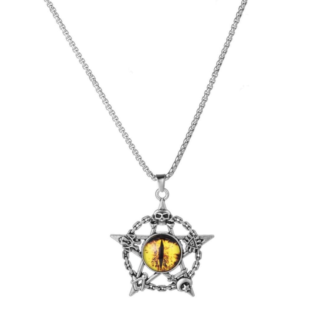 Винтажное ожерелье с подвеской в виде пентаграммы и черепа, ожерелье в готическом стиле в стиле панк, вечерние украшения, нейтральный подарок