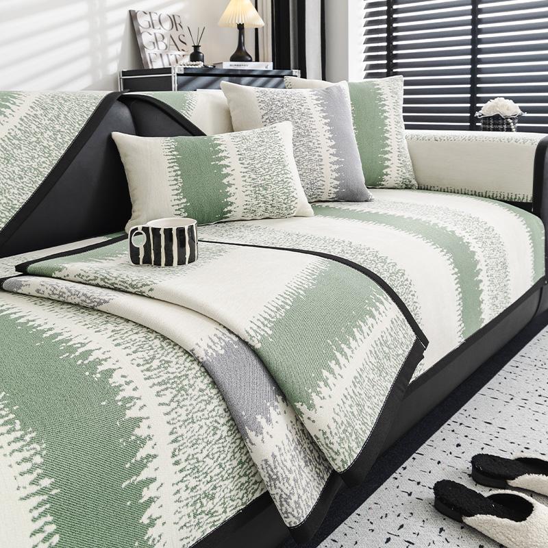 Осенний домашний чехол из шенилловой ткани в полоску Funda Sofa Mat Non-slip Anti-cat Sofa Cushion Couch Sofa Covers Mat