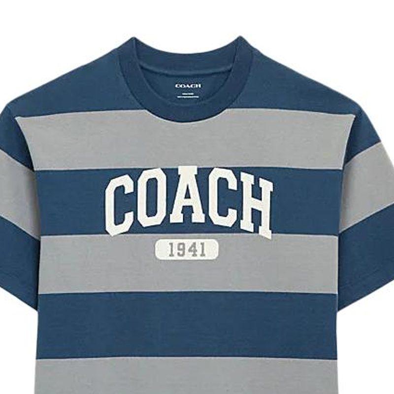 Coach Футболки Мужские Синие С Круглым Вырезом Средняя Прямая Посадка CO784-BLM