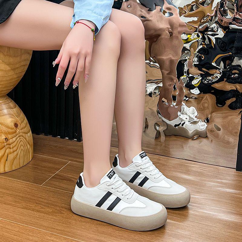Retro German Training Shoes Korean Version of Sports and Leisure Board Shoes Women's Thick-soled Inner Height Increase White Shoes Women's 2025 Spring