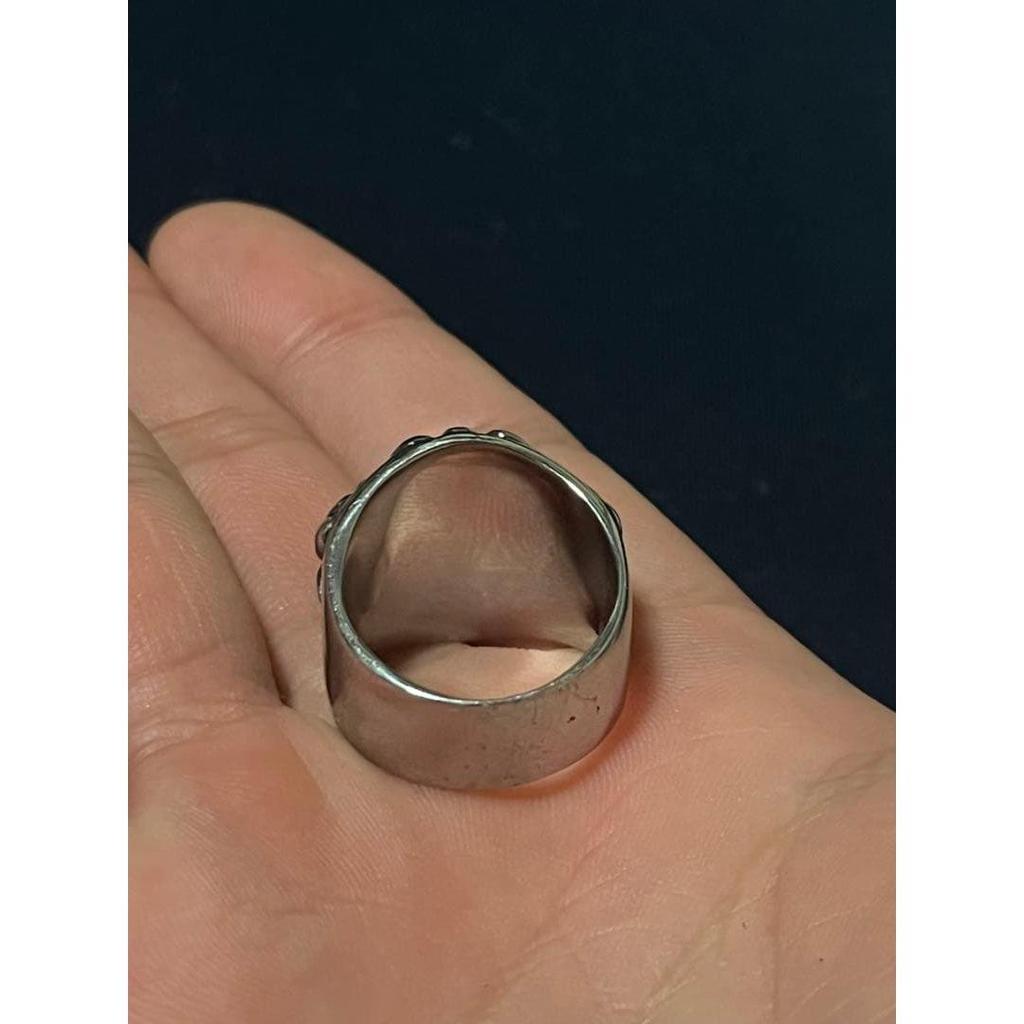 silver ring cross motif