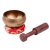 Tibetan Singing Bowl Set with 8cm/3inch Handmade Metal Sound Bowl & Soft Cushion & Wooden
