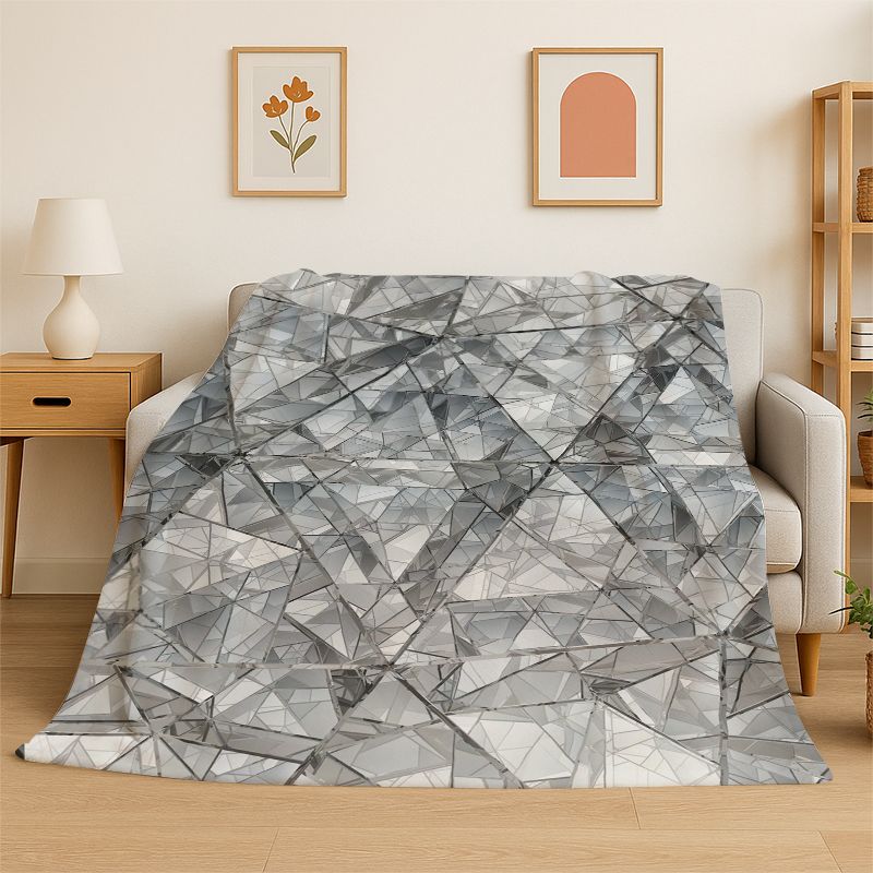 Colorful Crystal Natural Ore Stone Flannel Blanket Soft Throw Blanket for Bedroom Living Room Bed Travel Camping Picnic Nap Gift
