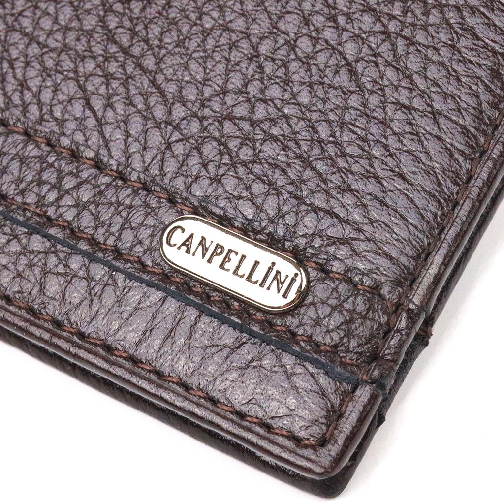 Надежный мужской зажим из натуральной зернистой кожи CANPELLINI Money Clip 21517 Коричневый