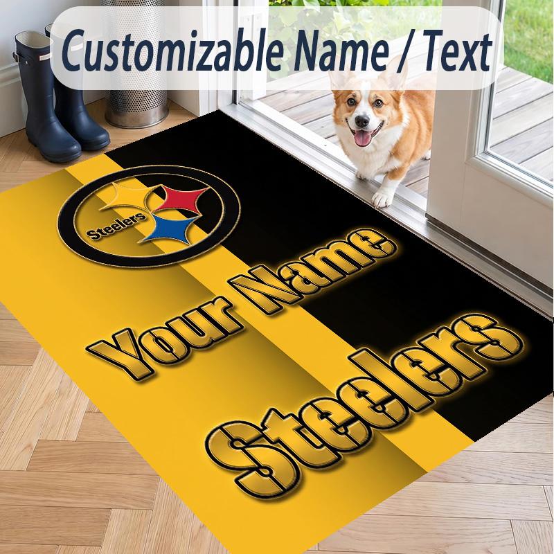 Custom Text Printed Rug Pittsburgh Steelers Non Slip Floor Carpet For Home Room Decor