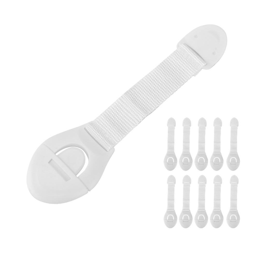 10 pcs Adjustable Length Pet Safety Lock White Fridge Door Buckle Storage Furniture