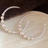 Silver Needle Pearl Beaded C-Shaped Pendant Earrings Niche Fashion Simple Design Earrings Light Luxury Premium Temperament Earrings