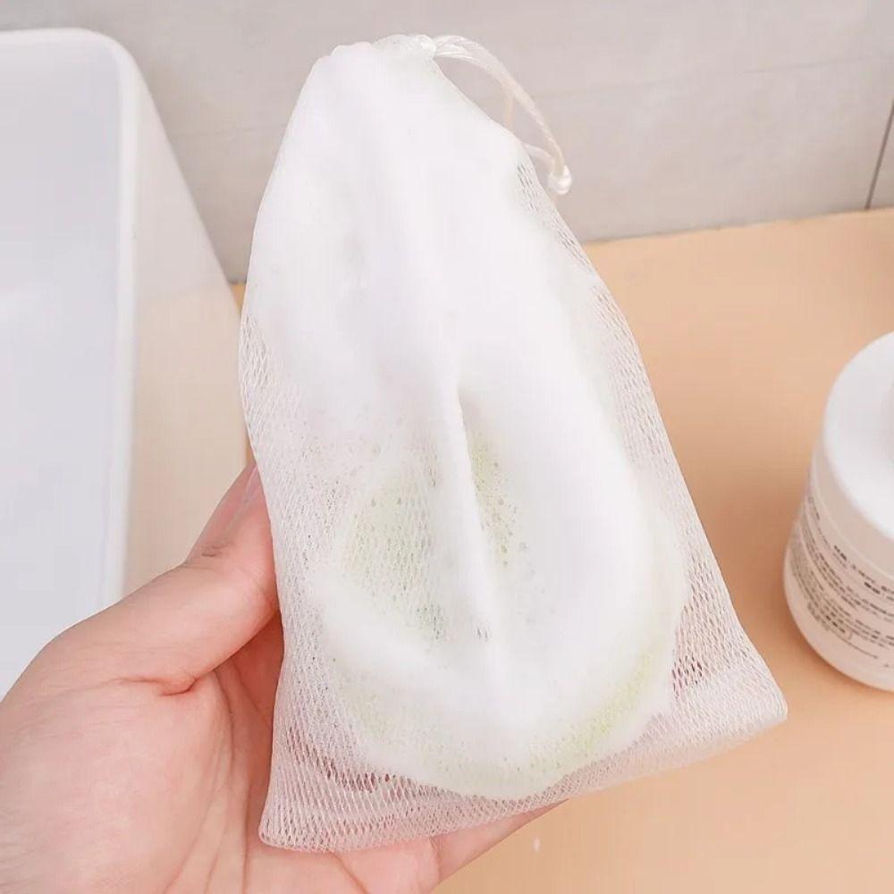 50Pcs Double Layer Bath Foaming Mesh Bags Hangable Soap Bubble Bags Foaming Scrubbers