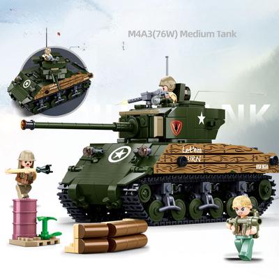 715 шт., армейский Шерман M4A3, 76 Вт, модель среднего танка, строительный блок MBT, военный DIY, креативные развивающие детские игрушки, рождественские подарки