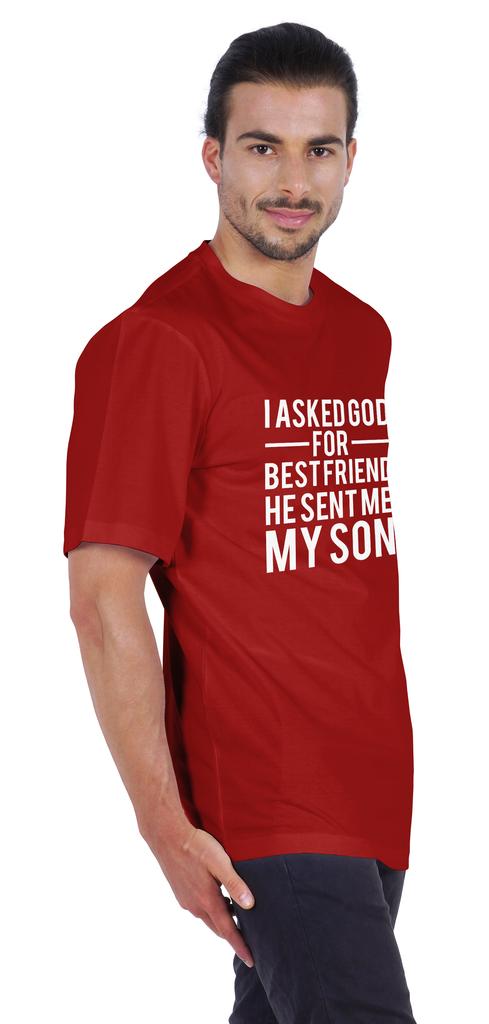 Inkmeso Men  S Graphic Printed   I Asked God For Best Friend He Sent Me My Son   Tshirt Crew Neck Tee For Father Son