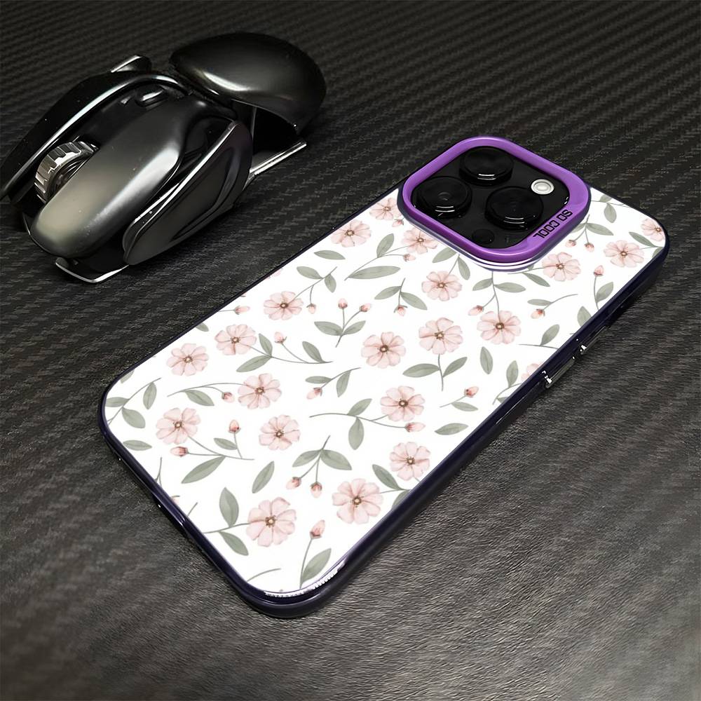 Маленький свежий акварельный цветочный узор Чехол для телефона Для iPhone17,16,15,14,13,12,11 Plus,Pro Max Фиолетовый Матовый Ударопрочный Чехол