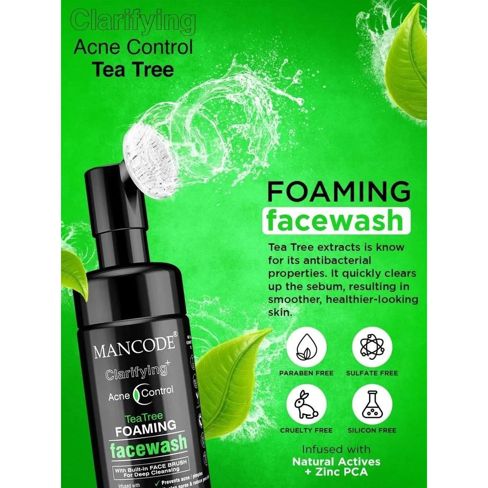 Mancode Acne Control Tea Tree Foaming Facial Wash For All Skin Types 150ml