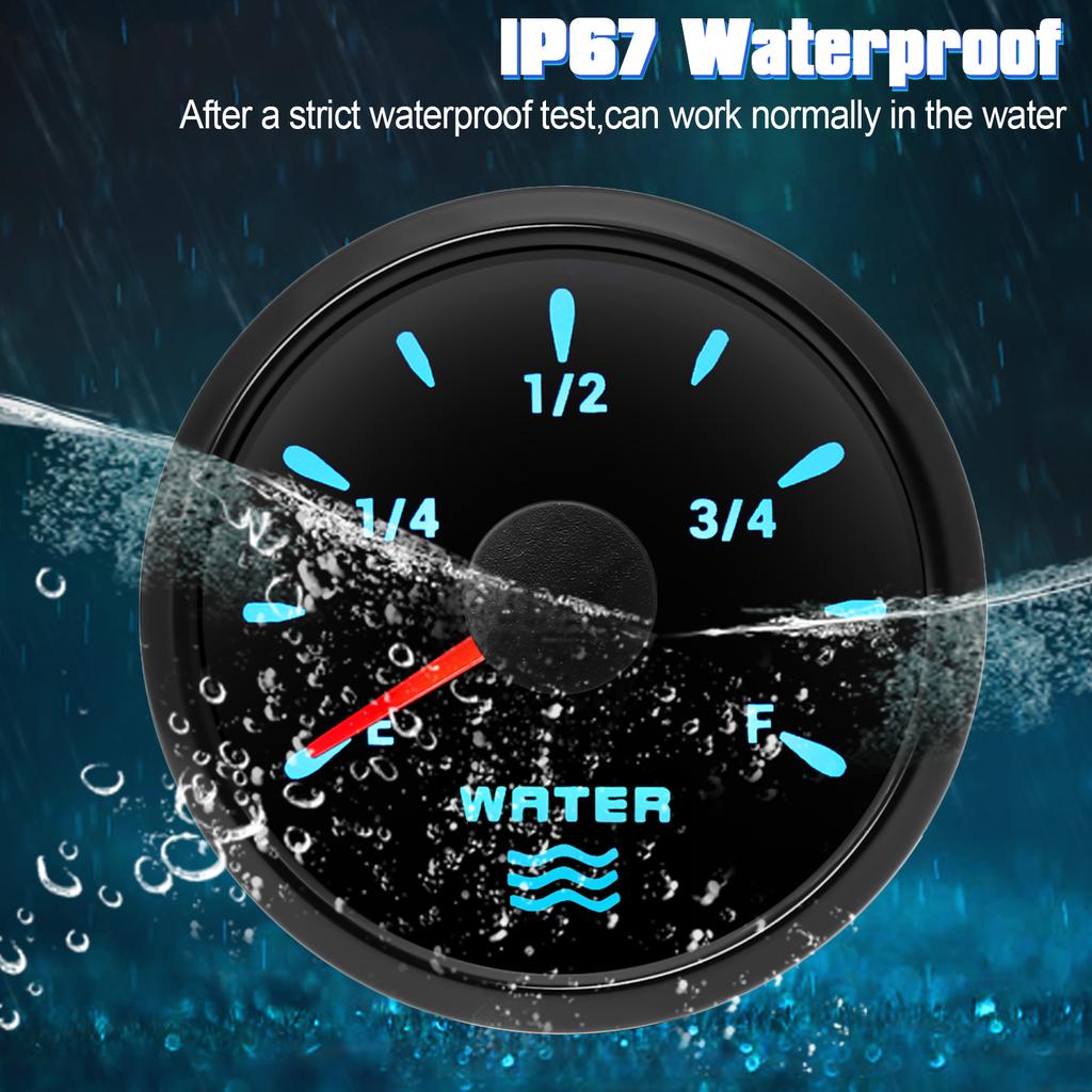 52-мм датчик уровня воды 0-190 Ом, измеритель уровня воды с 7-цветной подсветкой, индикатор уровня воды в баке для морской лодки, автомобиля, 9-32 В