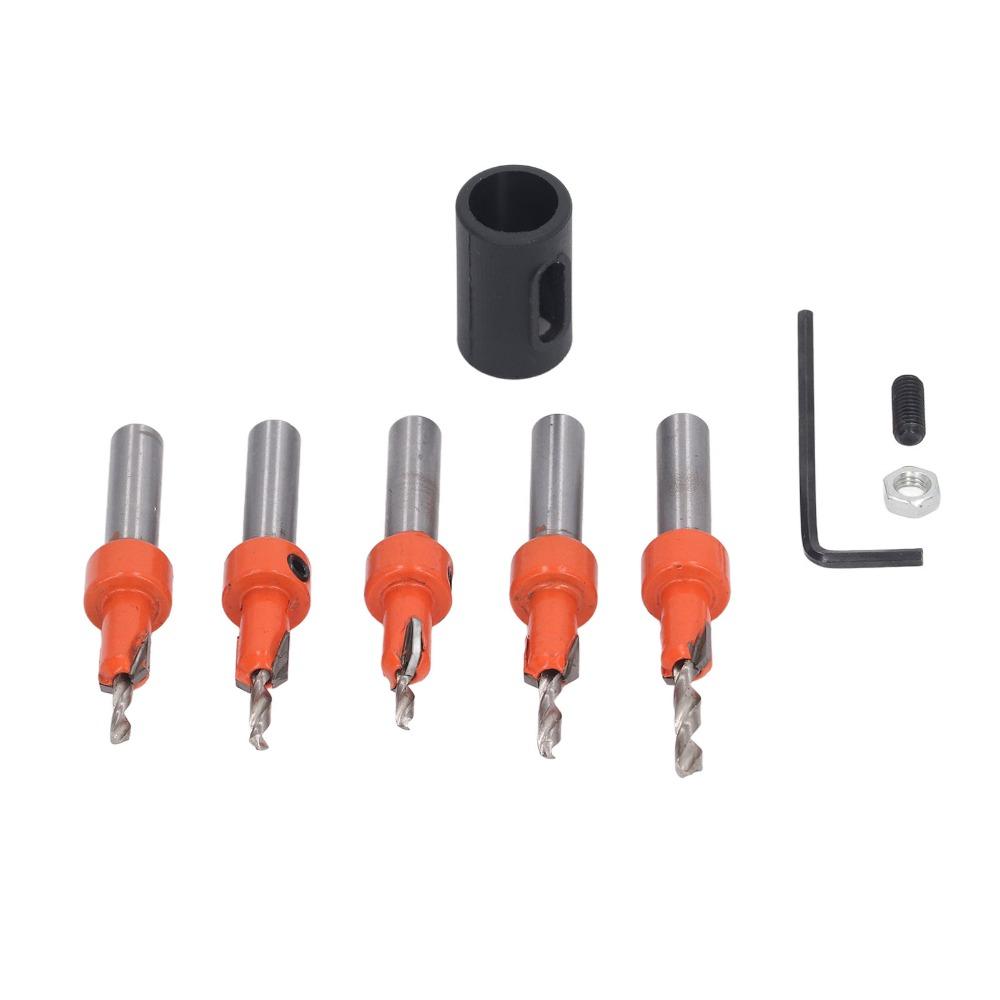 5pcs Round Shank Wood Countersink Drill Bit 8mm Shank Chamfering Drill Bit For Woodworking