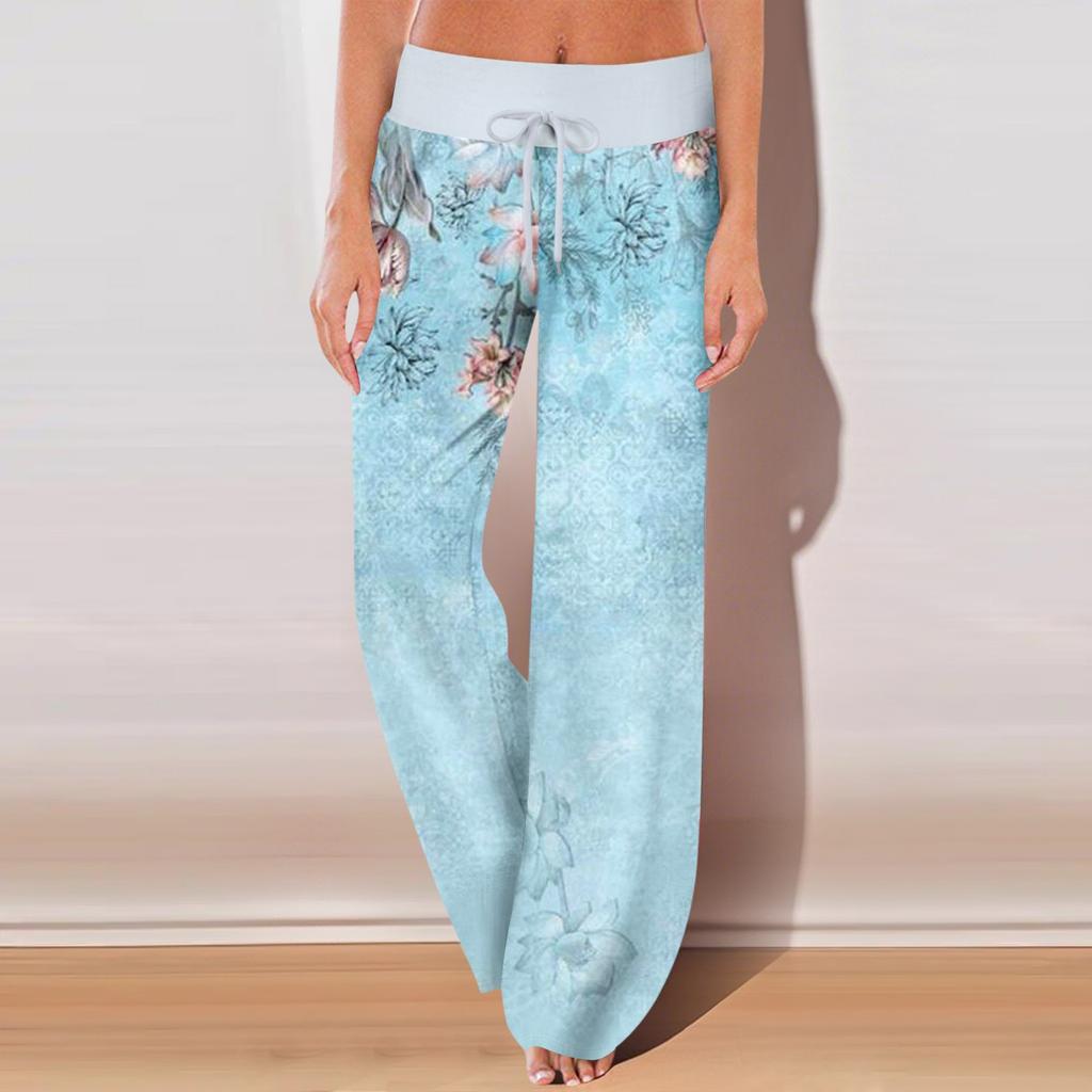 Women's Casual Sports Pants Vintage Printed Pajama Pants With Pockets