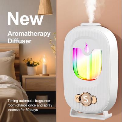Перезаряжаемый ароматерапевтический диффузор с ультразвуковым распылением и светодиодом, меняющим цвет, для ароматизации в течение 60 дней