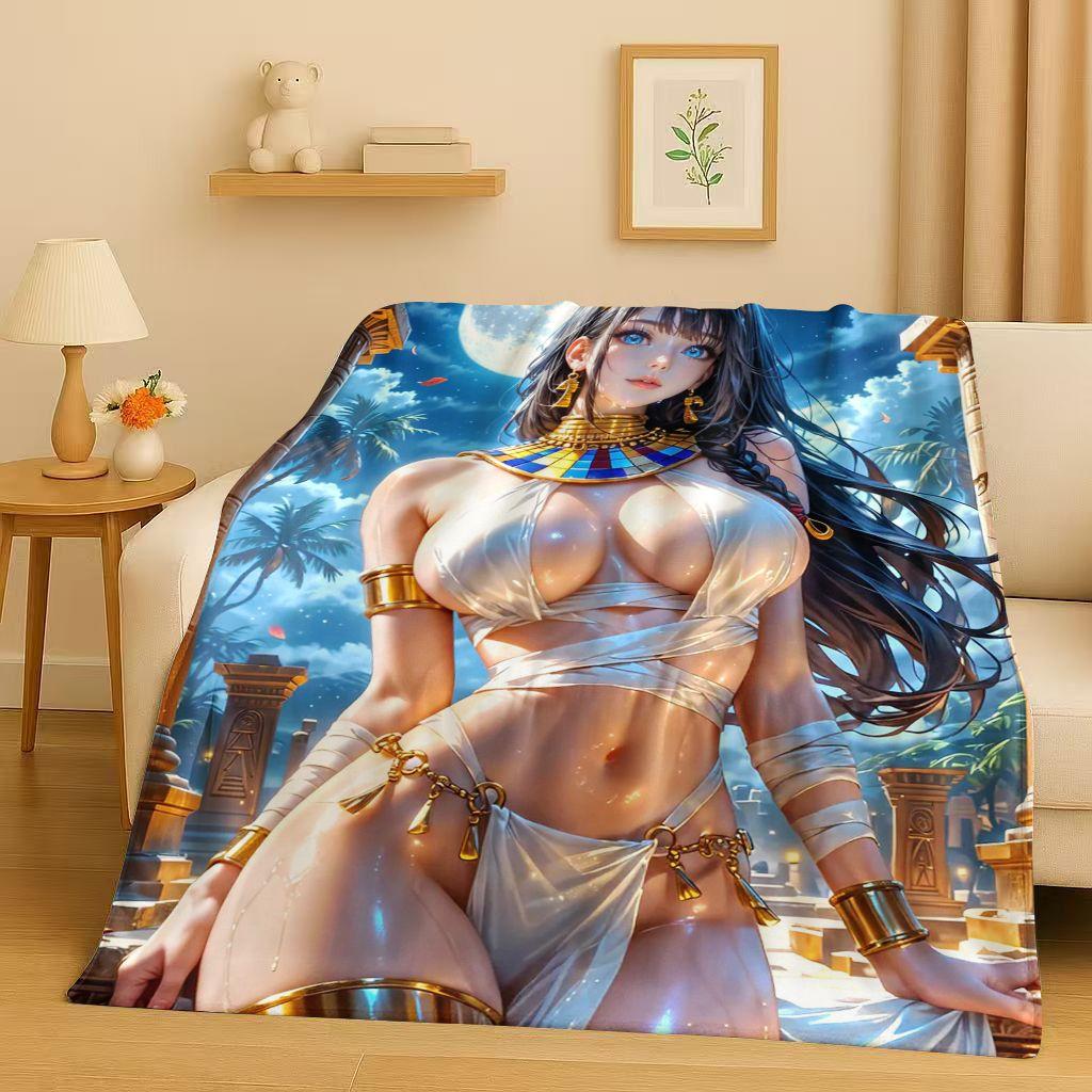 3D Cute Sexy Bikini Girls Cartoon Anime Characters Flannel Blanket,Soft Plush Throw for Home Bedroom Bed Sofa Cover Trave Gift