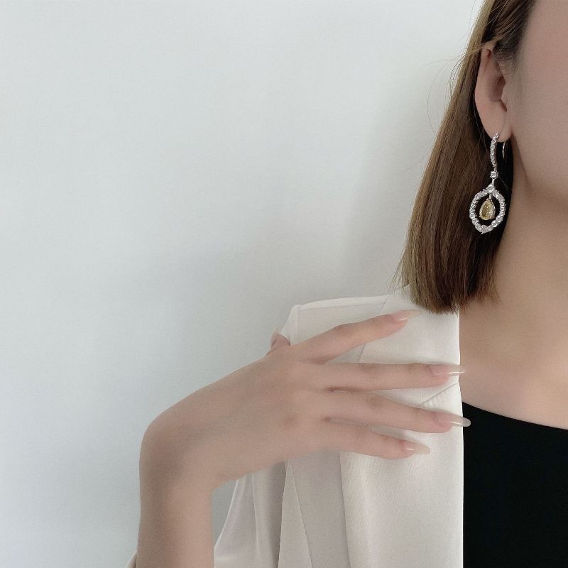 Высококачественные 100% Желтые Серьги-Подвески Сверкающий Высокоуглеродистый Алмаз Свадебное Мероприятие Сбор Женские Изысканные Украшения