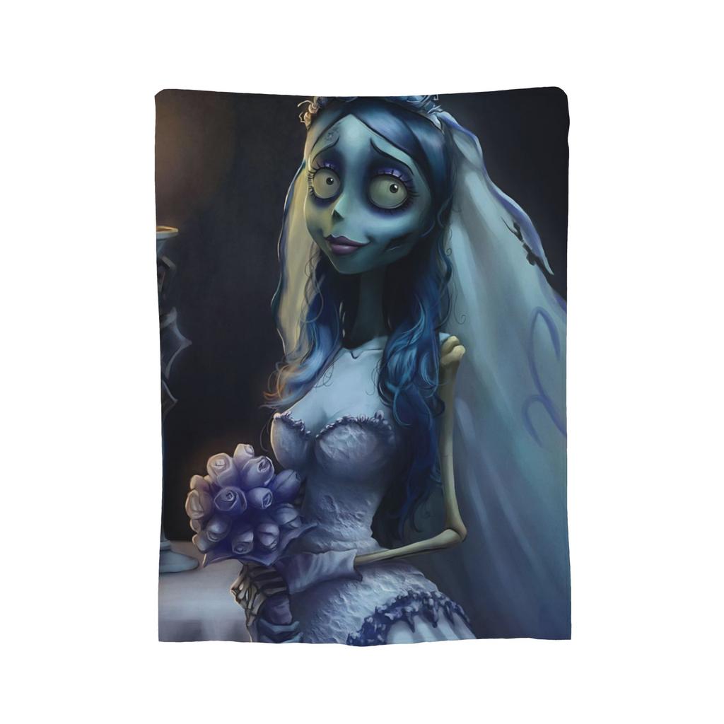 Corpse Bride Emily And Victor Blanket Flannel Print Portable Soft Throw Blankets for Sofa Bedroom Bedspread