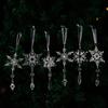 6 Pcs Acrylic Crystal Christmas Ornament Sparkling Clear Snowflake Hanging Ornaments with Drop Pendants for Xmas Tree Decoration
