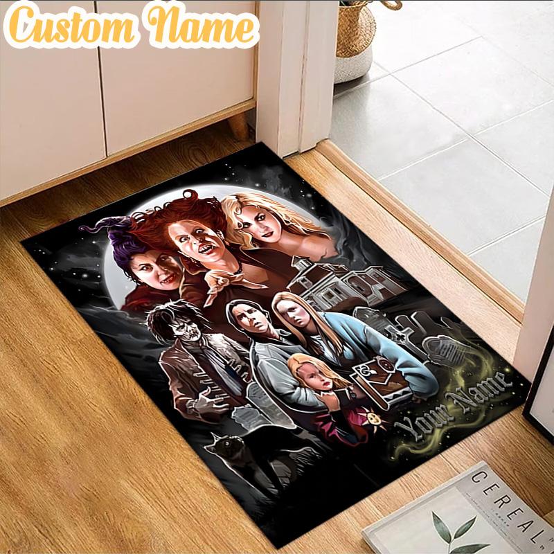 Custom Name Halloween Horror Witch Rug, Office Rug, Chair Rug, Carpet for Living Rooms, Doormat Game Rug Home Decor Christmas Gifts