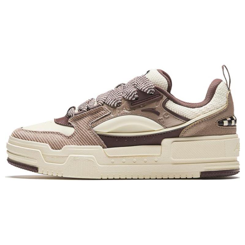 Anta Микросахарные Пушистые Туфли Амортизирующие Износостойкие Низкие Скейтборд-Кроссовки Женские Бежево-Коричневые Кроссовки 922348001-3