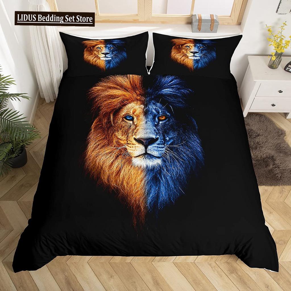 Пододеяльник Lion Rose Комплекты Кинг-сайз Анималистичный Цветочный Принт Полиэстер Чехол для Одеяла Тема Природы Комплект Постельного Белья Для Детей Взрослых Подростков