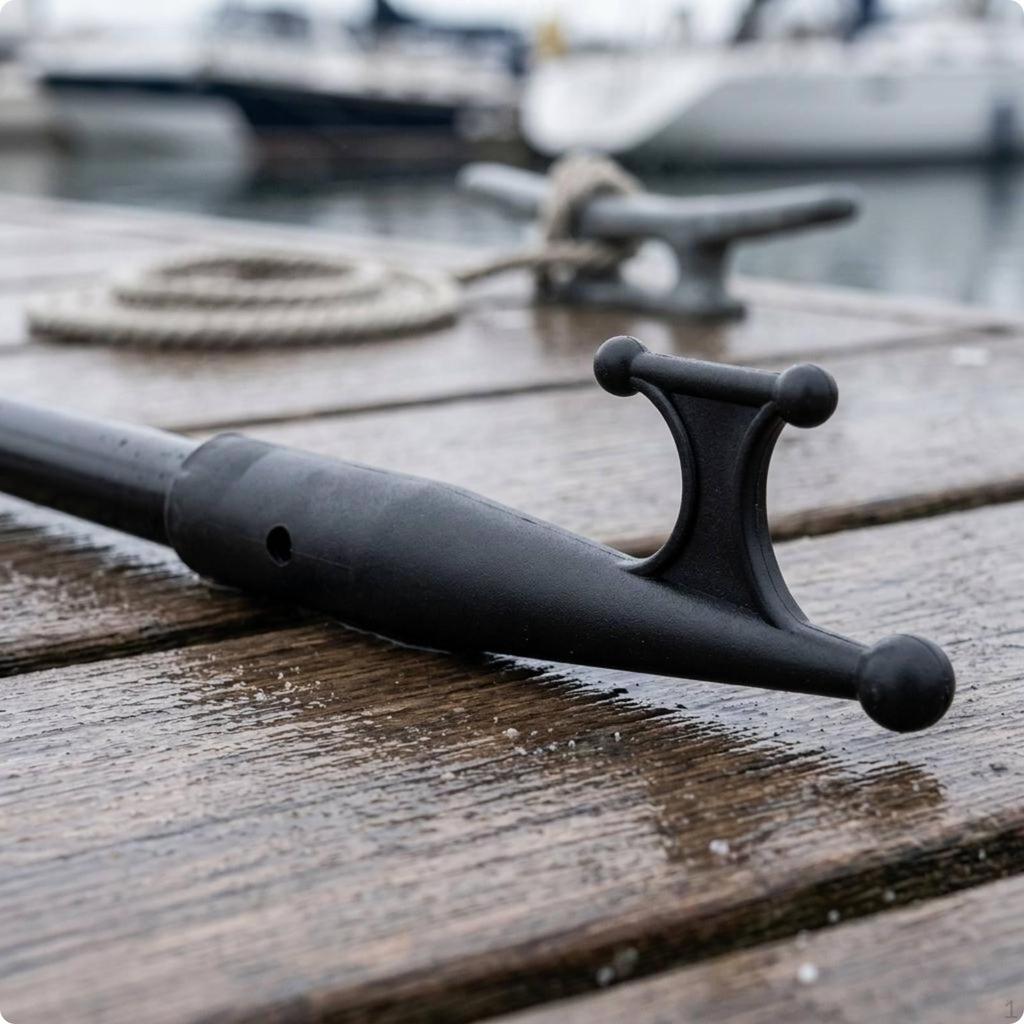 ThreeProng Boat Hook Open Socket Tapered Handle Nautical Gear for Marine Use
