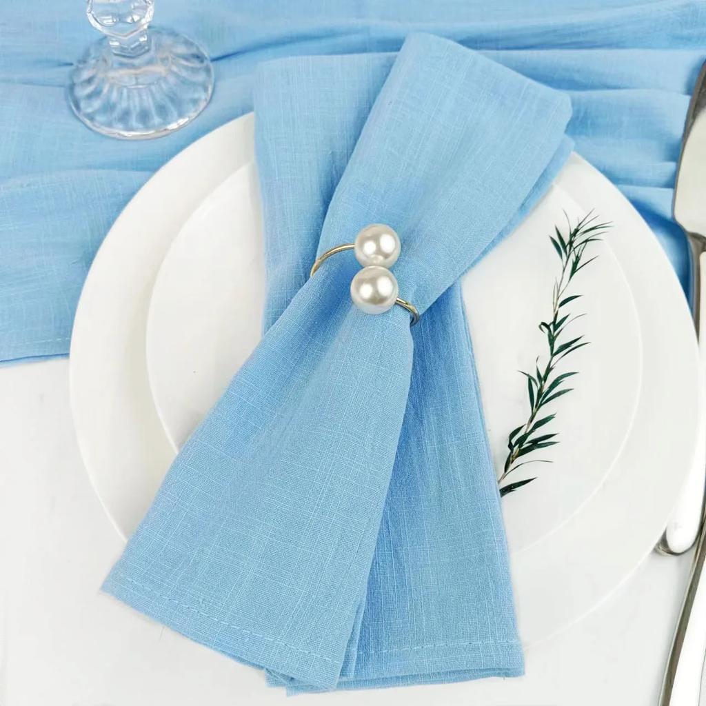 Салфетки 24 шт., хлопковые мягкие салфетки для ужина, ткань 30x45 см, нежно-голубые салфетки в деревенском стиле для свадебной вечеринки, украшения пасхального стола