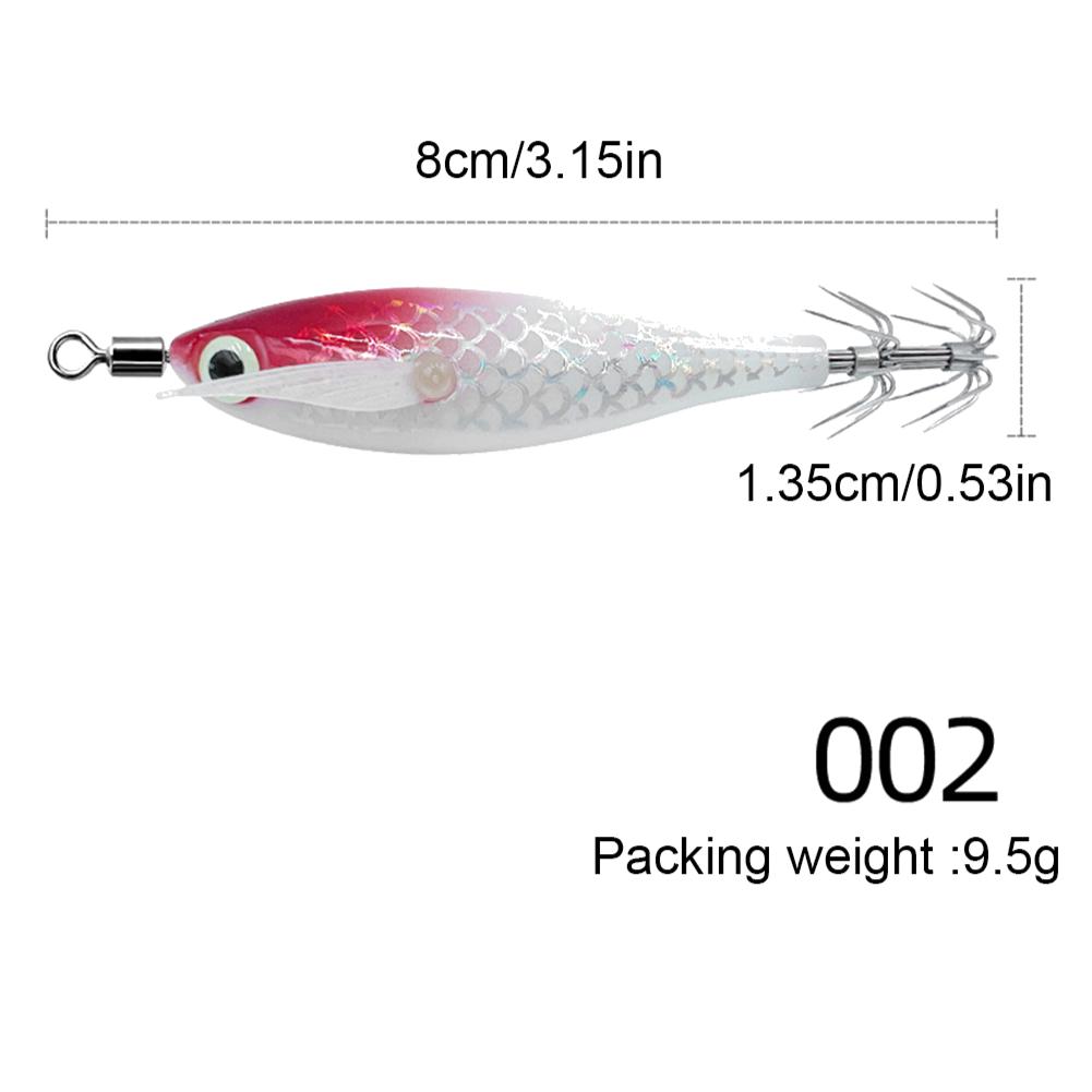 1-5pcs Wood Shrimp 9.5g Horizontal Laser Luminous Floating Egi Lure Squid Jigging Shrimp Hook Octopus Cuttlefish Fishing Baits