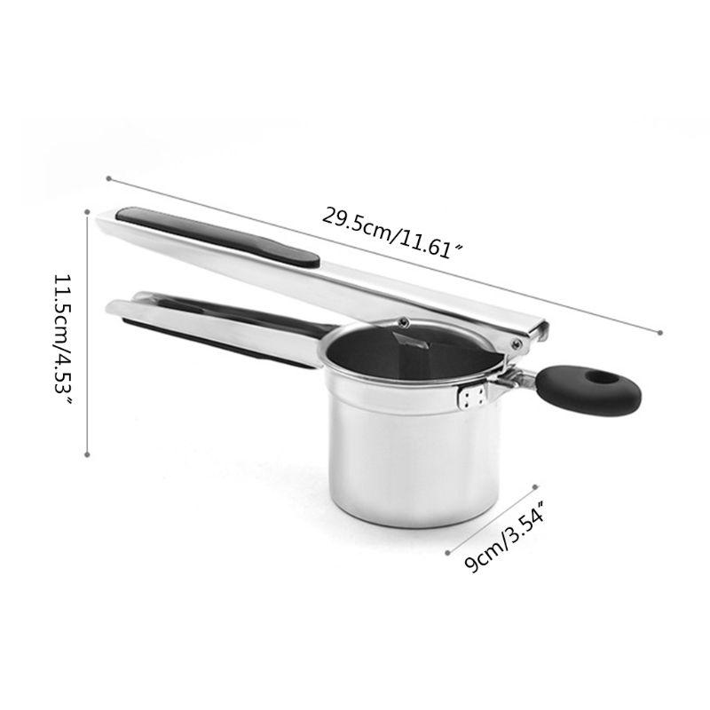 304 Stainless Steel Potato Masher Fruit Press Ricers with Black Soft Touch Handles