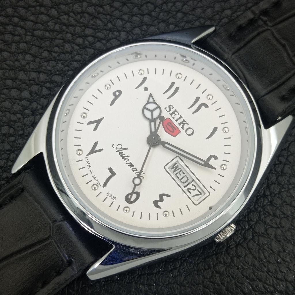 VINTAGE REFURBISHED SEIKO 5 AUTOMATIC 6309A JAPAN MENS WHITE WATCH a442442-4