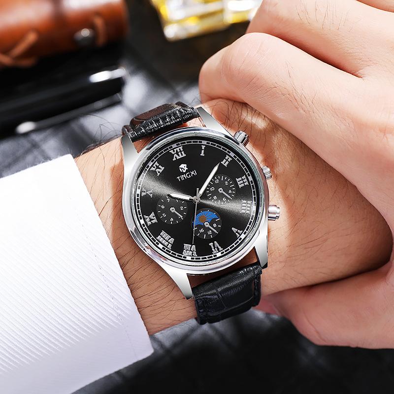 Новые деловые водонепроницаемые часы с поясом, мужские модные светящиеся часы, кварцевые часы Spot