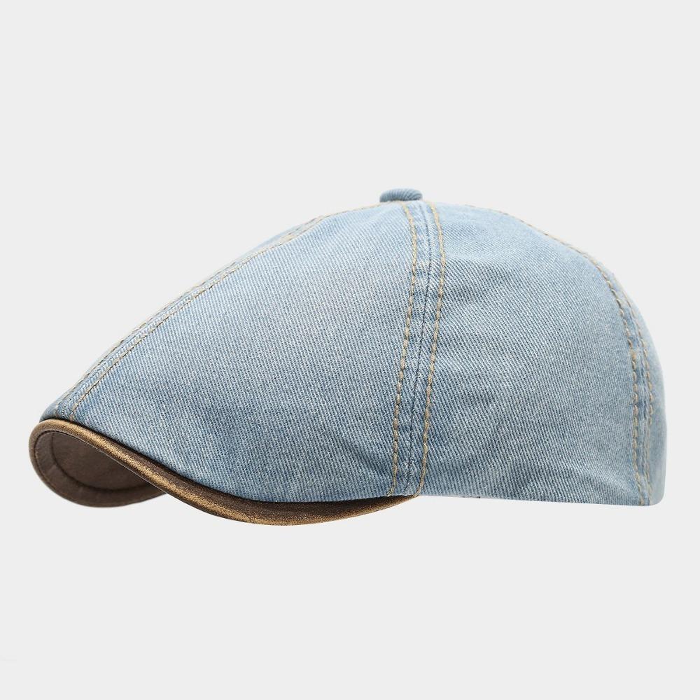 Модная washed denim берет шляпа короткий козырек винтажная кепка газетчика регулируемая кепка с козырьком унисекс
