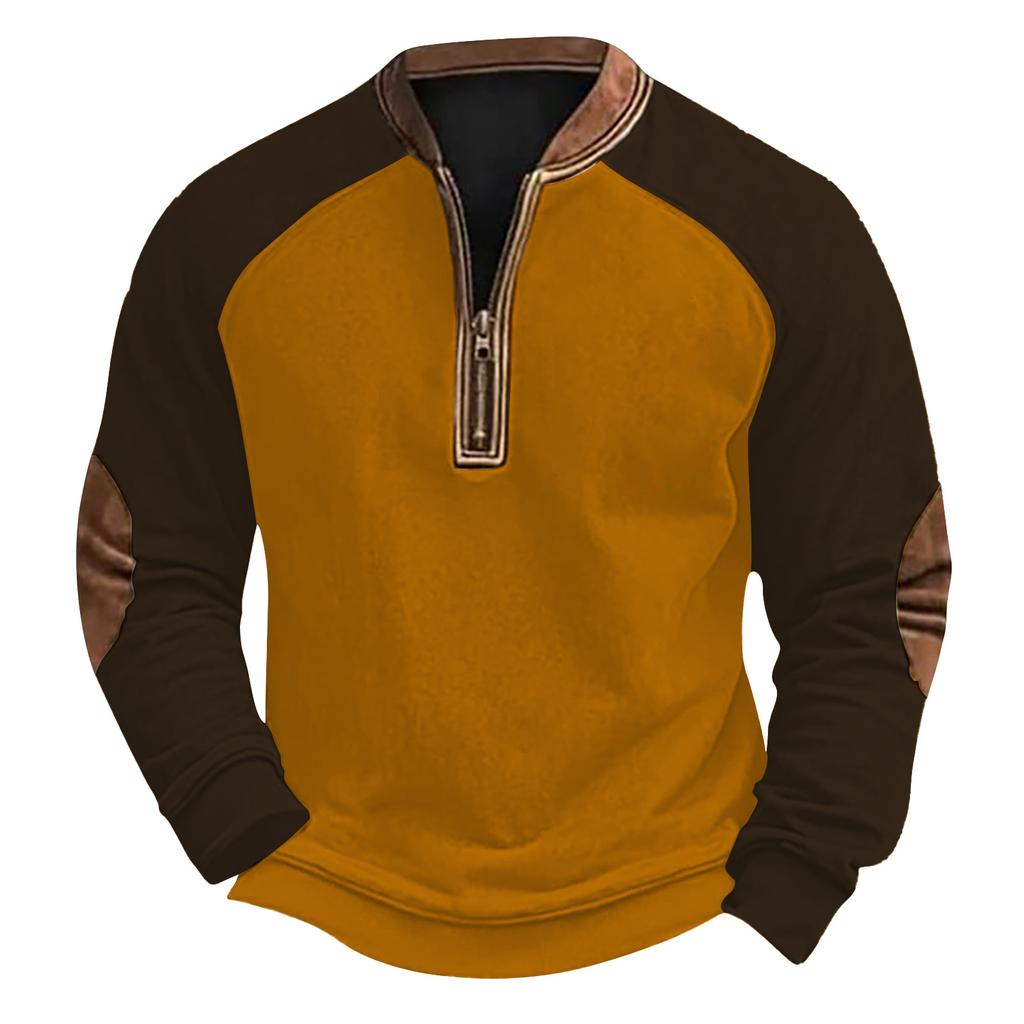 Мужская повседневная толстовка в стиле ретро с цветными блоками на молнии