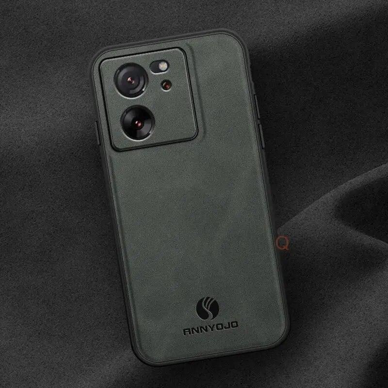 Магнитный автомобильный держатель из овчины с поддержкой магнитного кожаного чехла для Xiaomi Mi 13t Pro 5g Mi13t 13tpro, роскошный мужской деловой винтажный чехол на заднюю панель