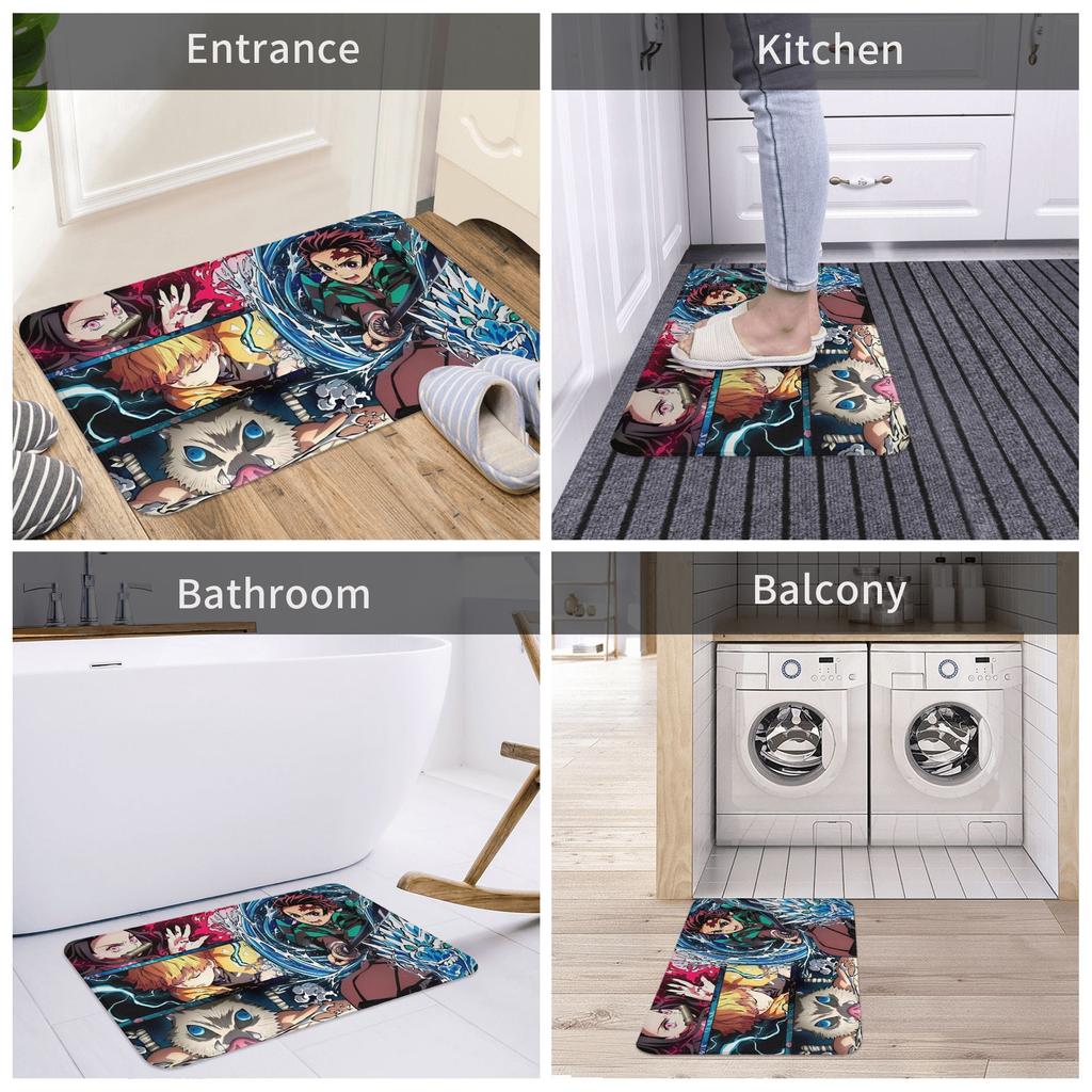 Demon Slayer Anime Doormat Anti-Slip Bath Kitchen Mat Garden Garage Door Floor Entrance Carpet Rug