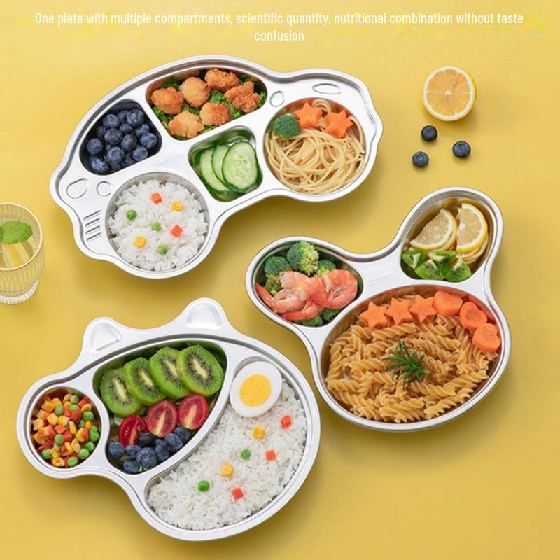 316 Stainless Steel Kids' Divided Dining Tray: Cute Cartoon Tableware for Home & Kindergarten