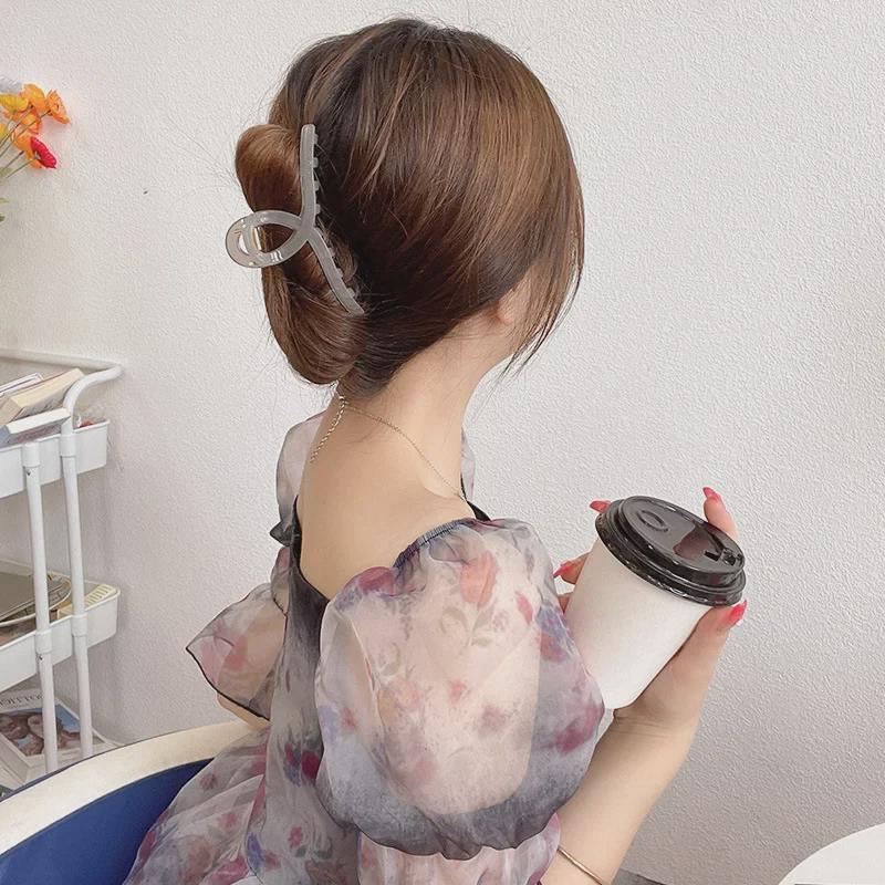 13 см большая акриловая желейная шпилька для волос: Простая клипса «Акула» для затылка