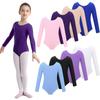Kids Basic Long Sleeve Leotard Ballet Dance Gymnastic Bodysuit Jumpsuit Girls Activewear