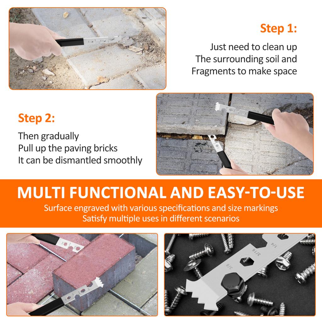 4 шт. Стальной инструмент для удаления брусчатки Высокая твердость Инструмент для вытаскивания брусчатки с нескользящей ручкой Экономия труда Лом для тротуарной плитки для кирпича