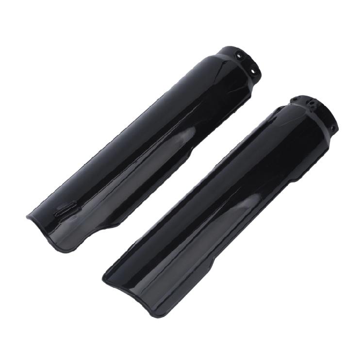 Front Fork Cover Set, Black Replacement Guards with Lower Fork Area Coverage, Molded Plastic Build, and Left Right Pair Format for Daily Use