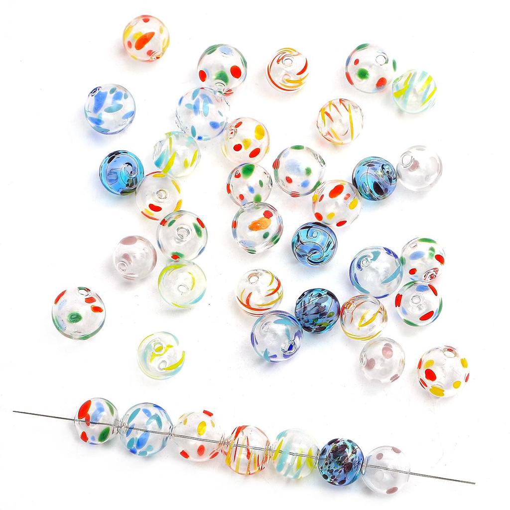 14mm 1pc Hand-Painted Hollow Drop Oil Glass Beads for Necklace Bracelet Earring DIY Jewelry Making