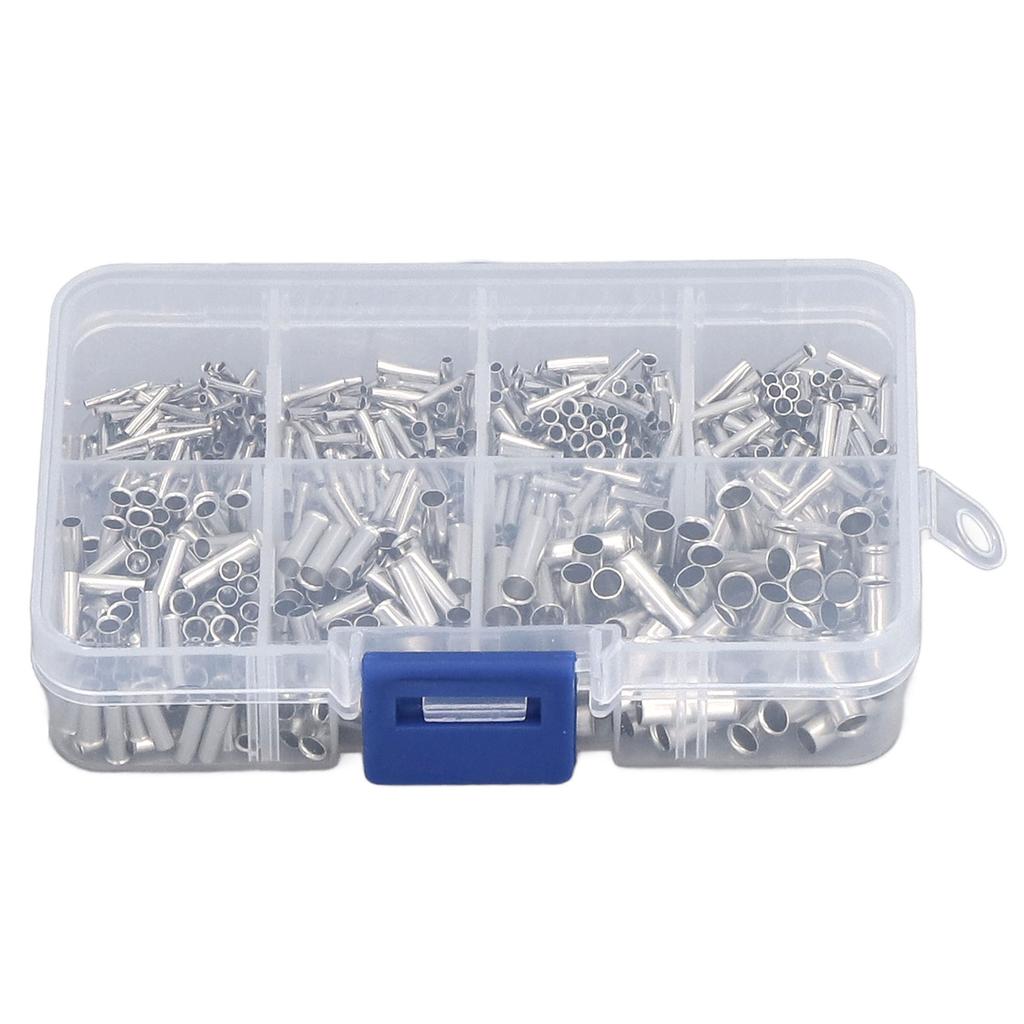 Tube Type Non Insulated Terminal Copper Tinned Plating Wire Ferrules Kit for Power Electronics