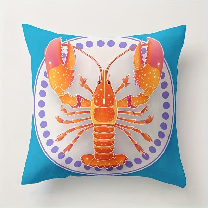 pc Seafood Lobster Crab Print Throw Pillow Cover D DoubleSided Polyester Cushion Case Nautical Beach House Decor Pillow Gi
