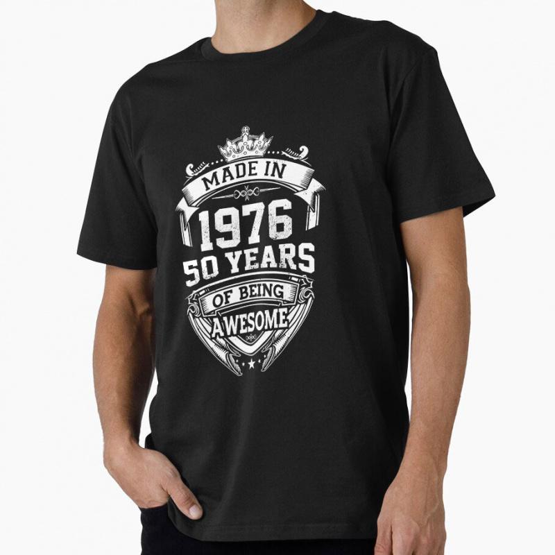Винтажная футболка в подарок на 50-летие, родившимся в 1976 году, для мужчин, 100% хлопок, принт «50 лет Восхищения»